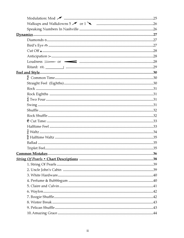 The Nashville Number System - Table of Contents